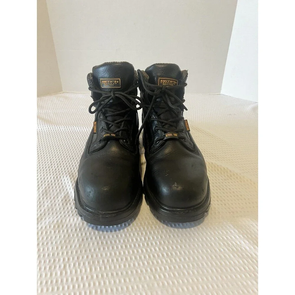 Men's Smith's American Steel Toe  Black Waterproof Work Boots, Size 12